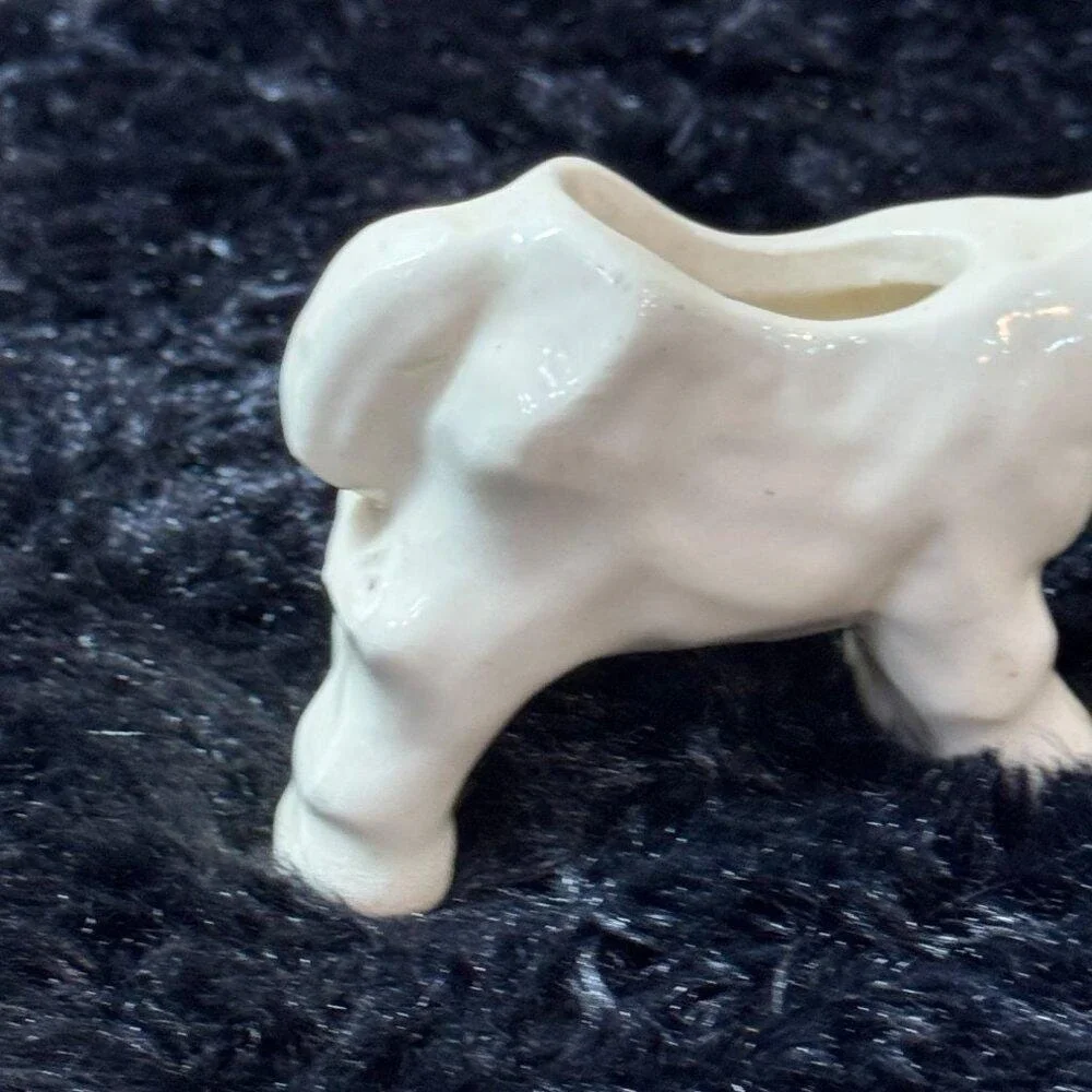 Mid‎ Century White Ceramic Donkey Burro Small Planter Figurine